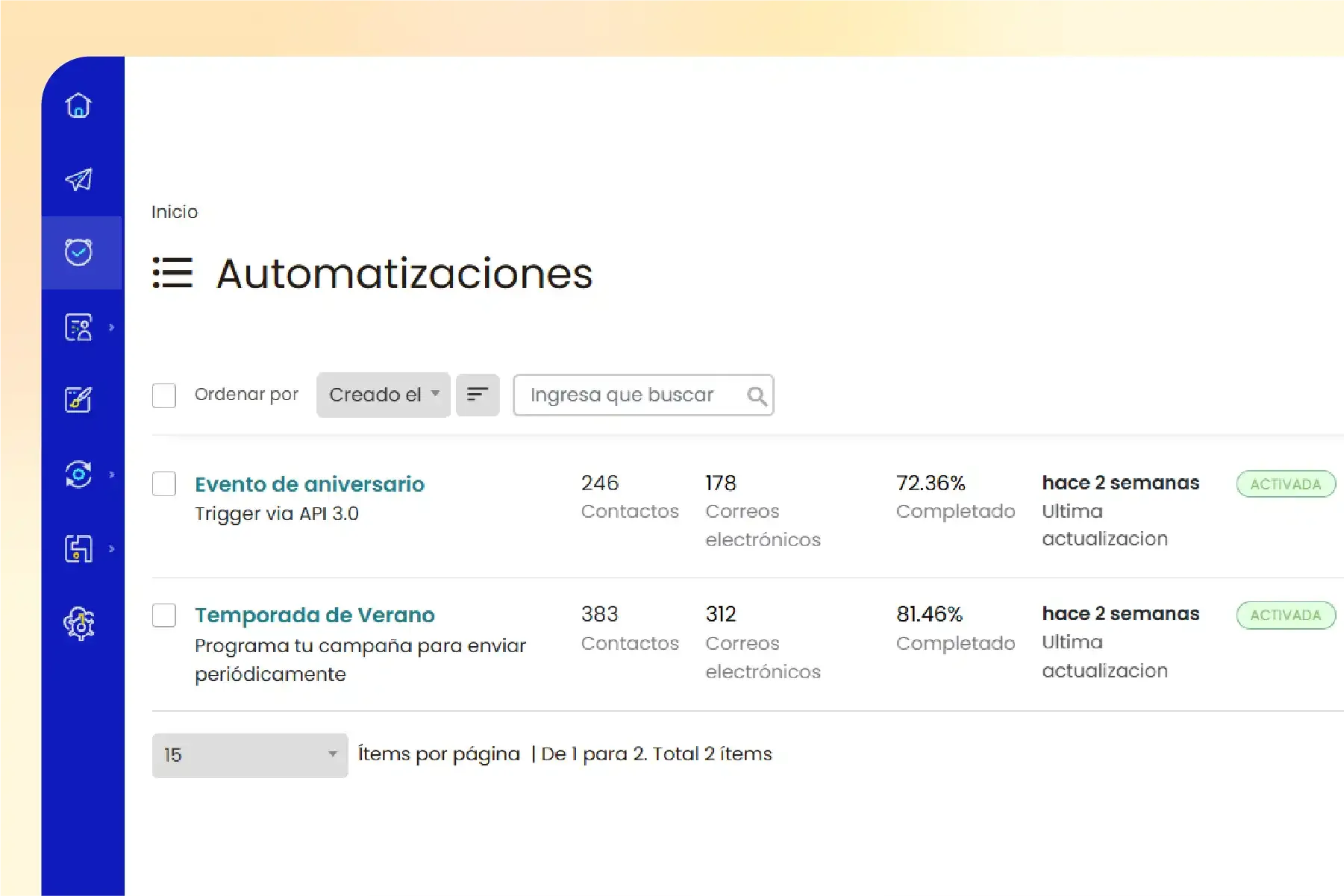 List of active automations in Emboxia