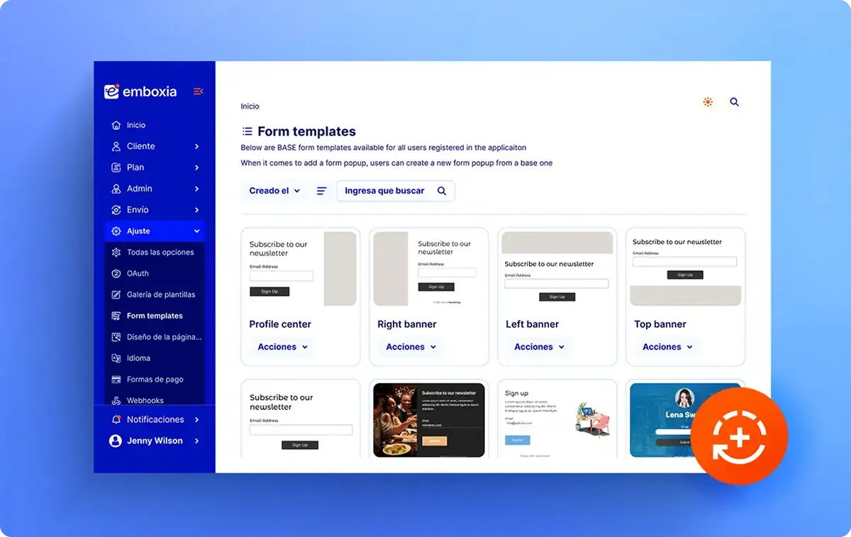 Form and pop-up templates in Emboxia